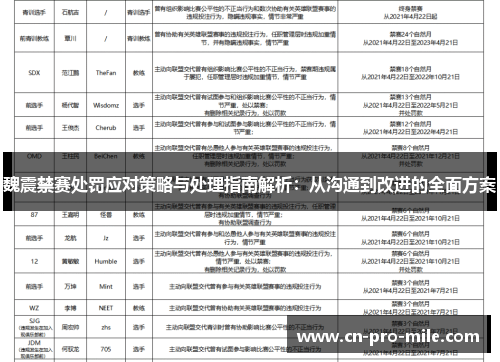 魏震禁赛处罚应对策略与处理指南解析：从沟通到改进的全面方案
